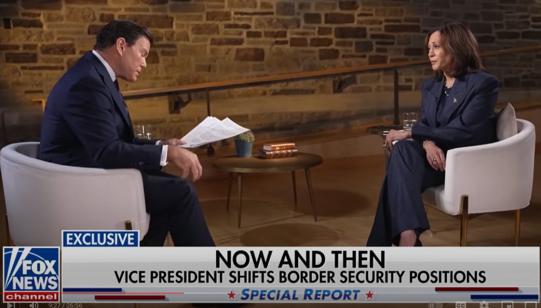 paulnj's tweet image. Wife: "This guy looks like he was frozen in the 50s and defrosted just for this interview."

Republicans, complain about biased moderators and then tolerate this #FoxInterview?
I want to hear Kamala's answers to these questions. the interruptions make it unpalatable, useless