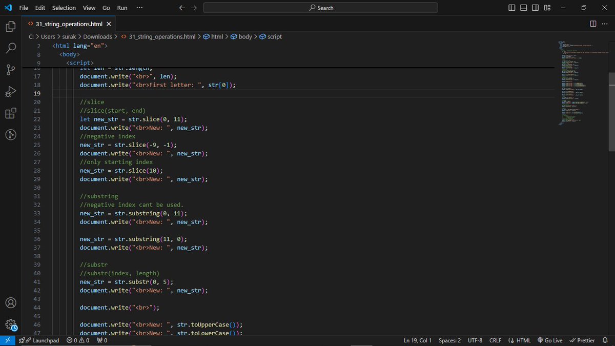#LUD15
Today, I learned about strings in JavaScript. Strings in JavaScript are used for storing and manipulating text, and they come with various methods like split, slice, replace, and concat for efficient handling. #LearningUtsav #FestivalOfLearning <a href="/learning_utsav/">Learning Utsav</a>