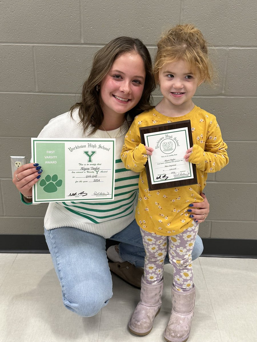 YorktownGolf's tweet photo. A very successful 2024 Girls Golf Banquet to celebrate the best 🐯 👧⛳️ season in ten years.

Pictured below: The Squad (minus Anna, Ana, Callie), Alysse (Most Improved) &amp; Marley (Local Villain Child), and Team MVP Grace Turner.

Thanks to @PVE_Principal for hosting! https://t.co/KCZCWFXGYI