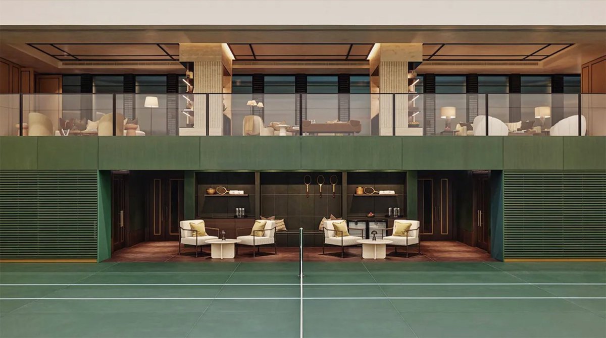 luusssso's tweet photo. The sleek design of The Garrison Club, one of London’s most exclusive private tennis clubs https://t.co/YxGlepalky