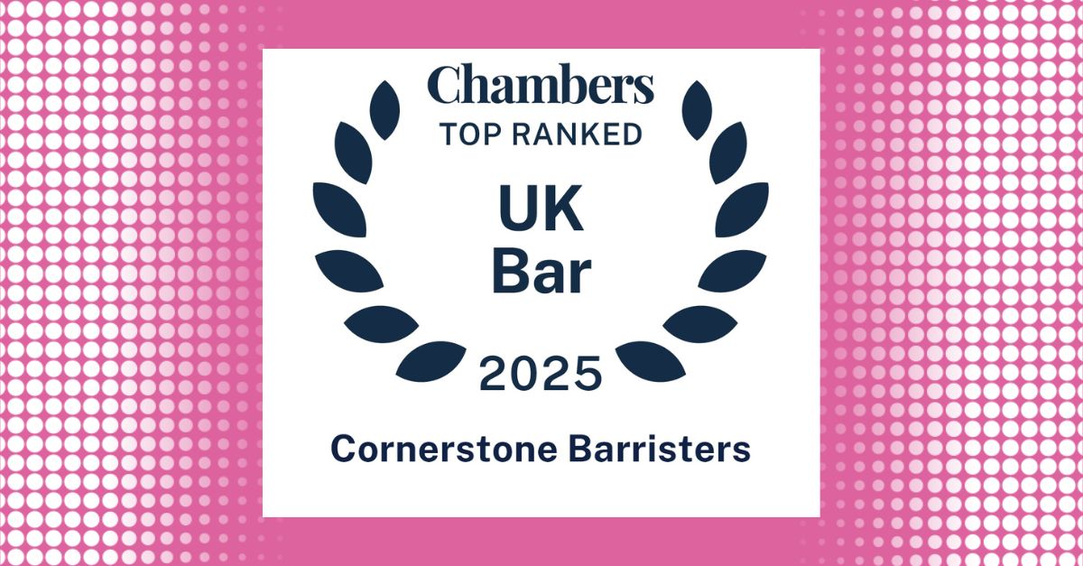 Cornerstone Barristers has achieved 75 individual rankings across 15 different practice areas in <a href="/ChambersGuides/">Chambers and Partners</a> UK Bar 2025, plus rated as a leading set in eight practice areas.

Thanks to our clients for their continued support and valued feedback.

cornerstonebarristers.com/chambers-uk-ba…