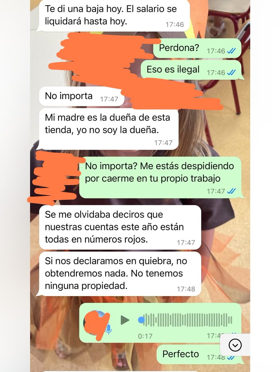 Una compi se lesiona en el trabajo e inmediatamente...despedida, además me cuenta que es un local en una zona privilegiada (cala finestrat de Benidorm ) donde se factura mucho dinero.