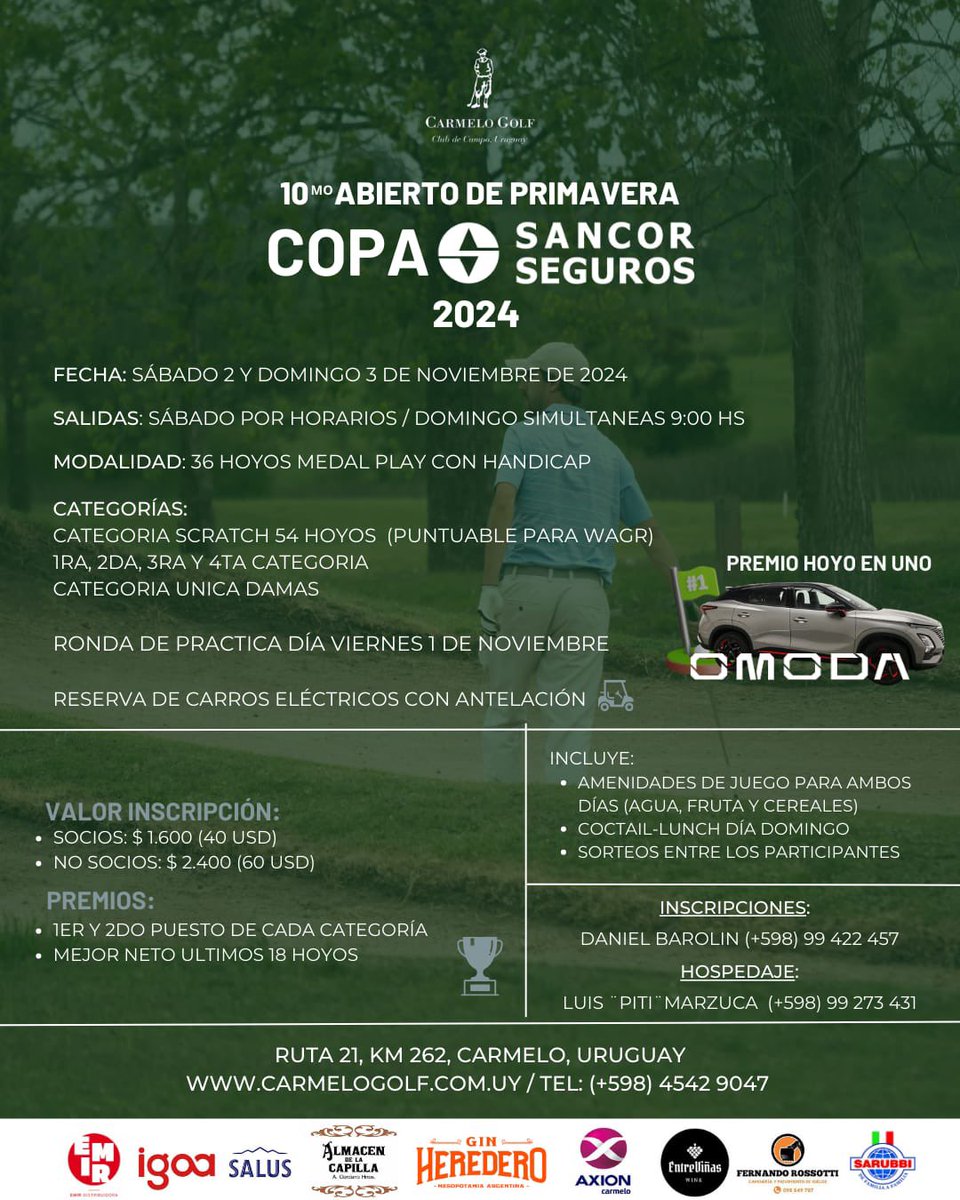 Se viene el Abierto de Primavera en  Carmelo Golf. Anotate con antelación 🙌