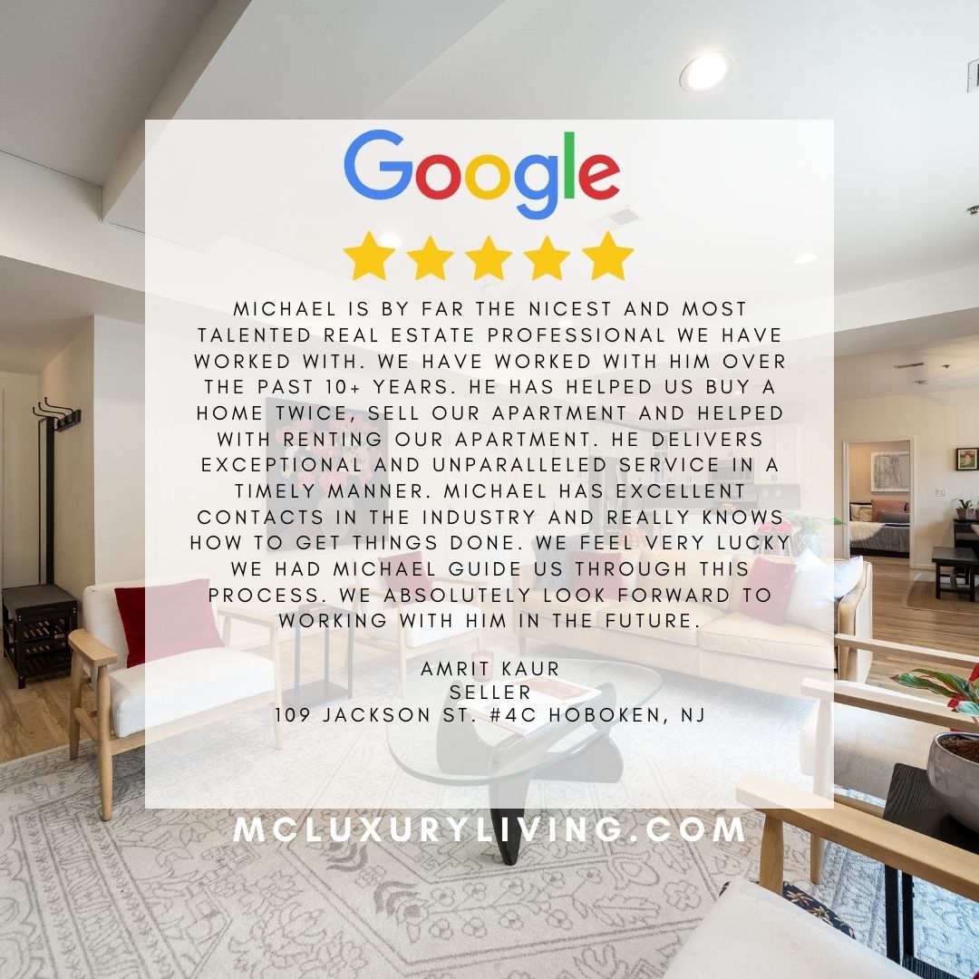 AgentMikeCheck's tweet image. ✨Another 5-Star Review for MC Luxury Living/Michael Check✨

💎 109 Jackson St. #4C Hoboken, NJ 💎

Thank You to My Fabulous Clients/Friends. I’m filled with immense gratitude today as we celebrate the closing of another wonderful deal.