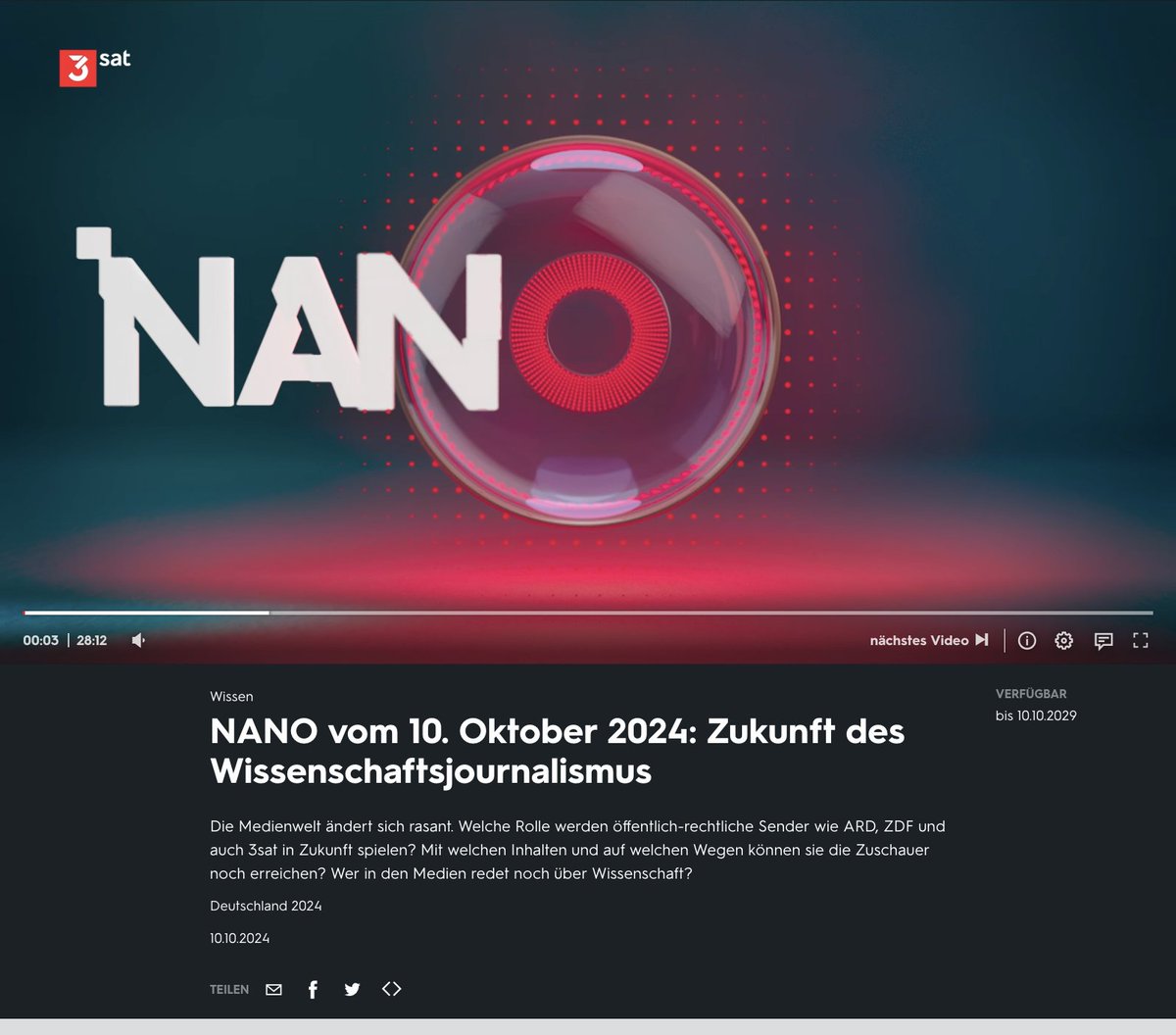 📺 #TVTipp #Wisskomm: Wie sieht die Zukunft des #Wissenschaftsjournalismus aus? - darüber hat RRC-Sprecher Holger Wormer <a href="/IJ_Online/">Institut für Journalistik</a> vergangene Woche in der #3Sat-Sendung "NANO" gesprochen. 
Wer mehr  wissen will, findet die ganze Folge hier: 
👉 3sat.de/wissen/nano/24…