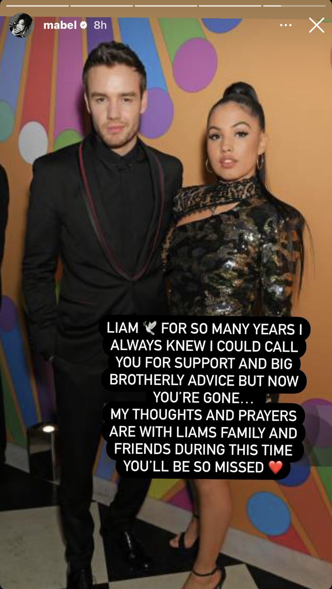 MabelMSpain's tweet photo. Mabel le dedica unas palabras a Liam Payne y muestra su apoyo hacía sus familiares tras su fallecimiento.

- "Liam, durante muchos años supe que podía llamarte si necesitaba apoyo o consejo de hermano mayor pero ahora te has ido..."

DEP Liam Payne ❤️ https://t.co/2UeNV2pK6z