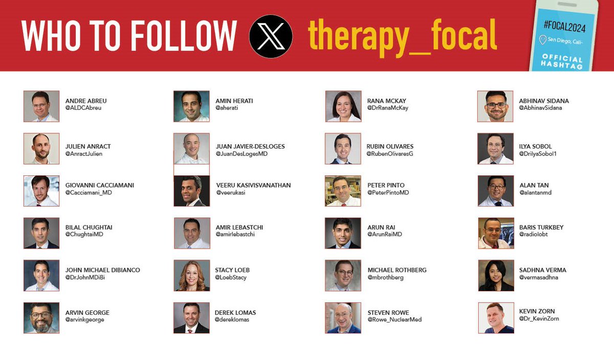 FOCAL+ 2025 (@therapy_focal) on Twitter photo #FOCAL2024 is finally here! Don't forget to follow all of our incredible Faculty:
<a href="/arvinkgeorge/">Arvin K. George, MD</a> <a href="/AbhinavSidana/">Abhinav Sidana</a> <a href="/ALDCAbreu/">Dr Andre Abreu</a> <a href="/AnractJulien/">Julien Anract</a> <a href="/Cacciamani_MD/">Dr. Giovanni E Cacciamani MD MSc FEBU 🇮🇹🇺🇸🇪🇺</a> <a href="/ChughtaiMD/">Bilal Chughtai</a> <a href="/DrJohnMDiBi/">John Michael DiBianco</a> <a href="/aherati/">Amin Herati</a> @JuanDesLogesMD <a href="/veerukasi/">Veeru Kasi</a> @amirlebastchi <a href="/LoebStacy/">Stacy Loeb, MD</a> @dereklomas <a href="/DrRanaMcKay/">Rana McKay, MD, FASCO</a> <a href="/RubenOlivaresG/">Ruben Olivares MD</a> #FOCAL2024 is finally here! Don't forget to follow all of our incredible Faculty:
<a href="/arvinkgeorge/">Arvin K. George, MD</a> <a href="/AbhinavSidana/">Abhinav Sidana</a> <a href="/ALDCAbreu/">Dr Andre Abreu</a> <a href="/AnractJulien/">Julien Anract</a> <a href="/Cacciamani_MD/">Dr. Giovanni E Cacciamani MD MSc FEBU 🇮🇹🇺🇸🇪🇺</a> <a href="/ChughtaiMD/">Bilal Chughtai</a> <a href="/DrJohnMDiBi/">John Michael DiBianco</a> <a href="/aherati/">Amin Herati</a> @JuanDesLogesMD <a href="/veerukasi/">Veeru Kasi</a> @amirlebastchi <a href="/LoebStacy/">Stacy Loeb, MD</a> @dereklomas <a href="/DrRanaMcKay/">Rana McKay, MD, FASCO</a> <a href="/RubenOlivaresG/">Ruben Olivares MD</a>