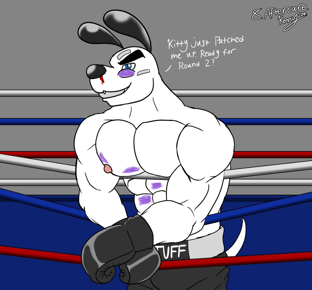 Kenny_Foxborrow's tweet photo. #FIGHTOBER Day 8: Aftercare

Dudley just got done with a long and hard sparring match, and this TUFF Puppy still wants to go for Round 2. You should see the other guy.🥊 

#FIGHTOBER2024 https://t.co/GGoxLspxuJ