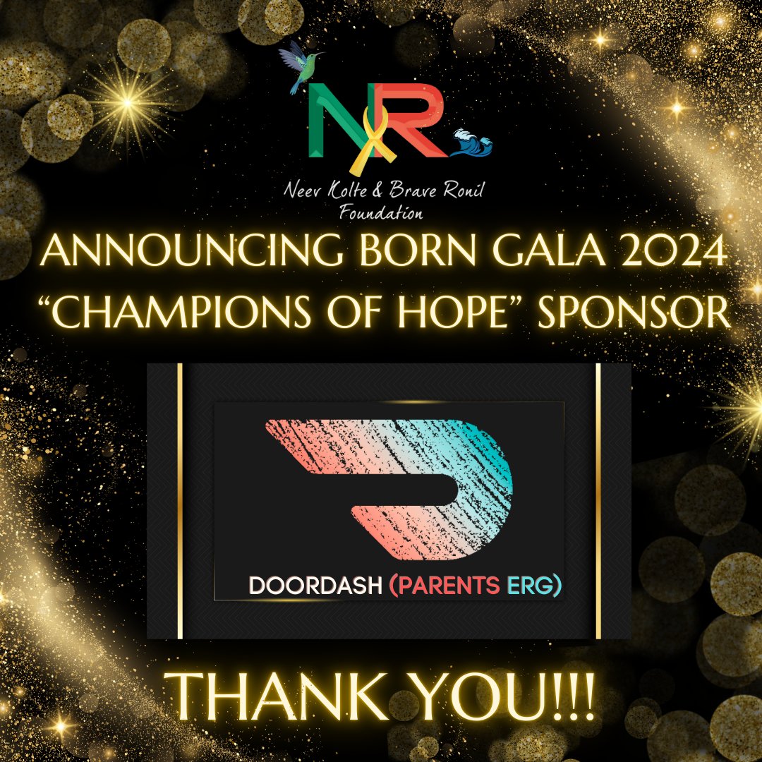 NeevKolteFND's tweet photo. Thank you DoorDash Parent ERG for being our "Champions of Hope" Sponsors!! 💛 #nkbr #neevronil #BORNGala2024 #enddipg https://t.co/65FdAXYzdP