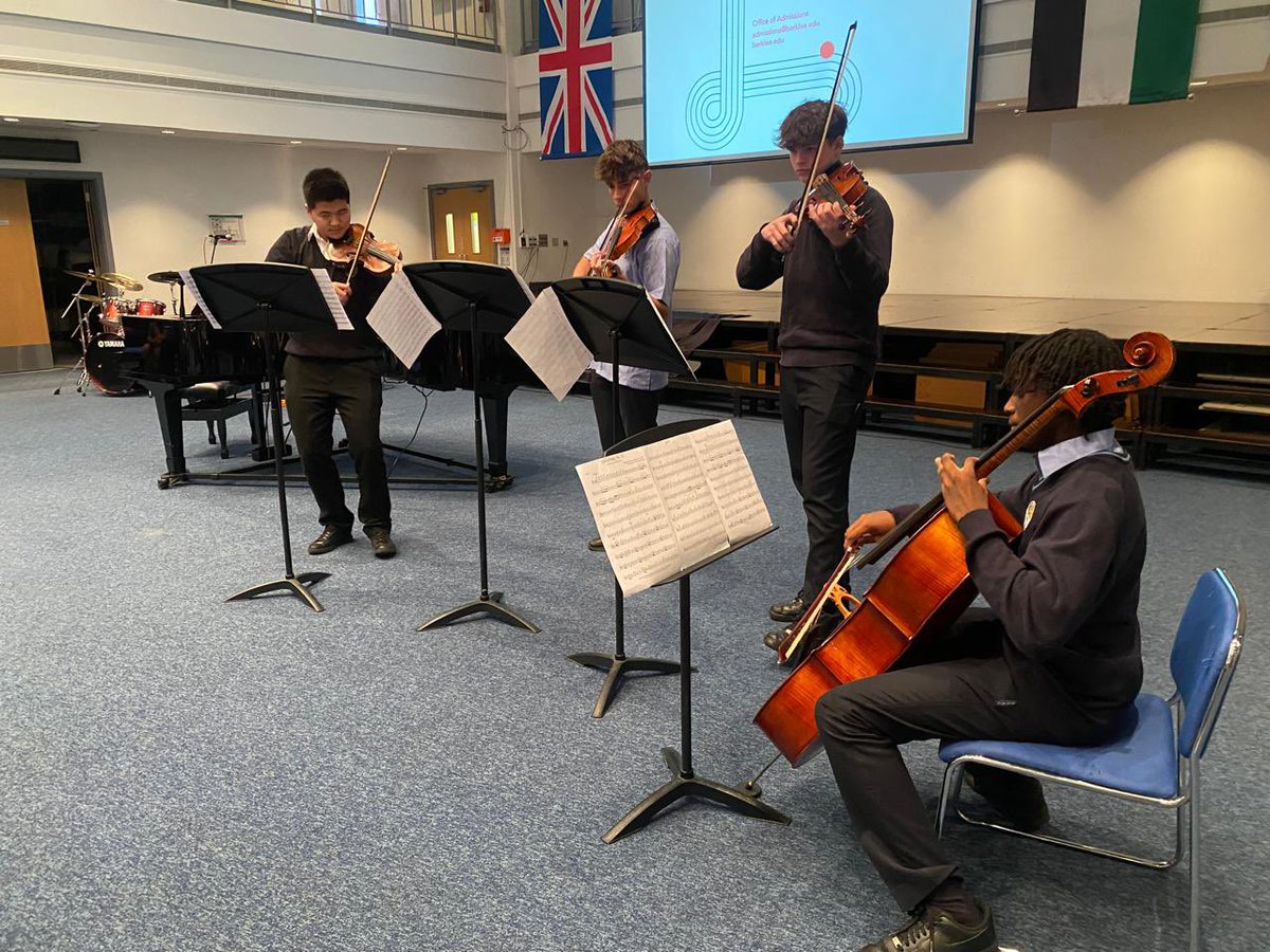BSAKmusic's tweet photo. A wonderful sample of BSAK musicians had the honour of performing for Marek Dykta, Senior Assistant Director of Admissions, from Berklee College of Music in Boston and Berklee Conservatory this evening. A fascinating opportunity for our young musicians! @BSAKAbuDhabi https://t.co/pCt4Unh5z5