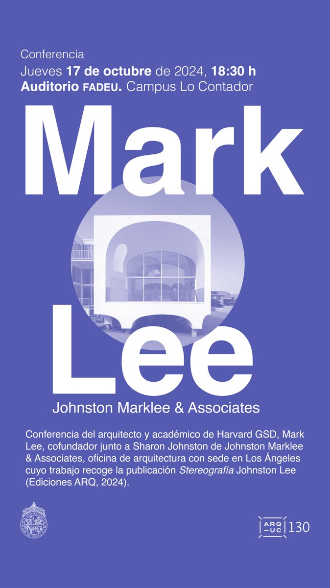 Hoy! 

OCT 17 | Conferencia Johnston Marklee

***

arquitectura.uc.cl/extension/agen…
