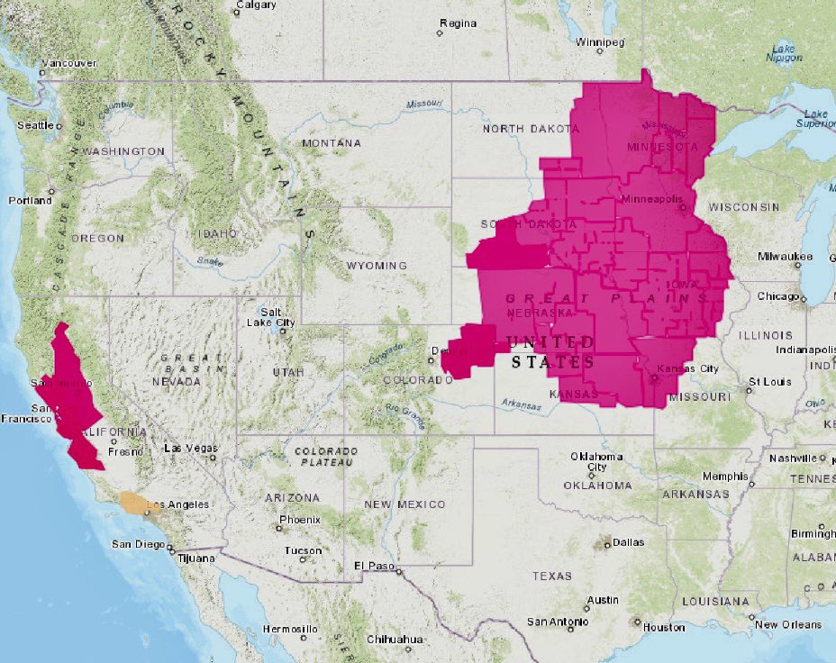 HotshotWake's tweet photo. Today’s Red Flag Map: California to once again initiate the Public Power Shutoff Program.
#wildfire #weather #mnfire #cafire #ksfire #nefire #sdfire https://t.co/HKvG3xTL98