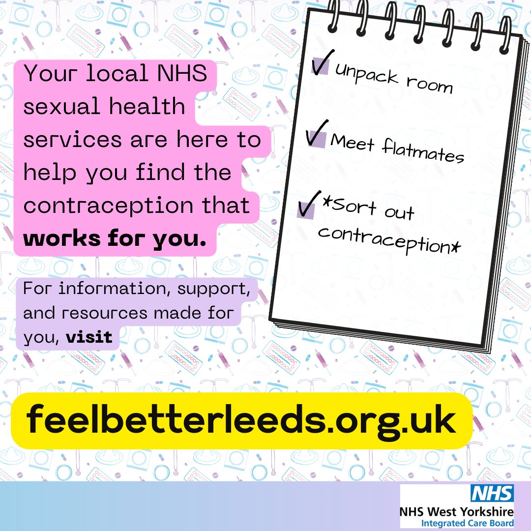 It's easy for things like sorting your contraception or getting a quick STI test to fall to the bottom of your to-do list. Chat with your GP or the Leeds Sexual Health Service about your sexual health, contraception, STI testing, and more 👉 feelbetterleeds.org.uk/sexual-health-…