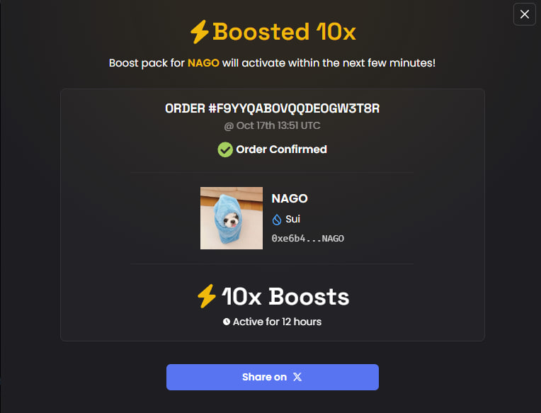 Nago_CTO's tweet photo. 10⚡️ Boost! $NAGO $SUI 

#SuiWrappedDog 

0xe6b43a6f4f220f7d454097195c12688e7dcb258ac1f5cf87219e2609cefe1346::nago::NAGO https://t.co/9RmTZs2ecf