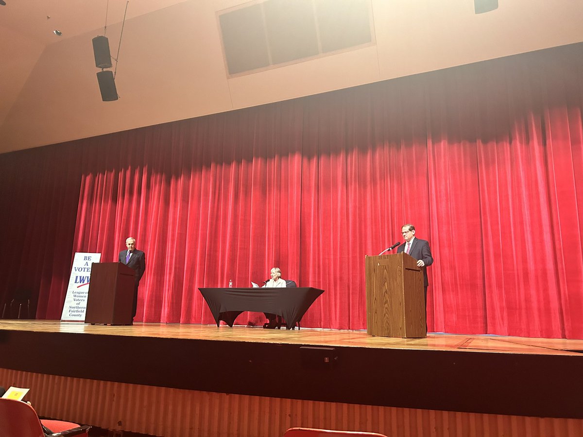 JasonBuchsbaum's tweet photo. Great debate last night at Pomperaug High School.  Thank you to the League of Women Voters and everyone who attended.  A video recording will be available soon on the League’s YouTube channel. https://t.co/AbeC1R5QiF