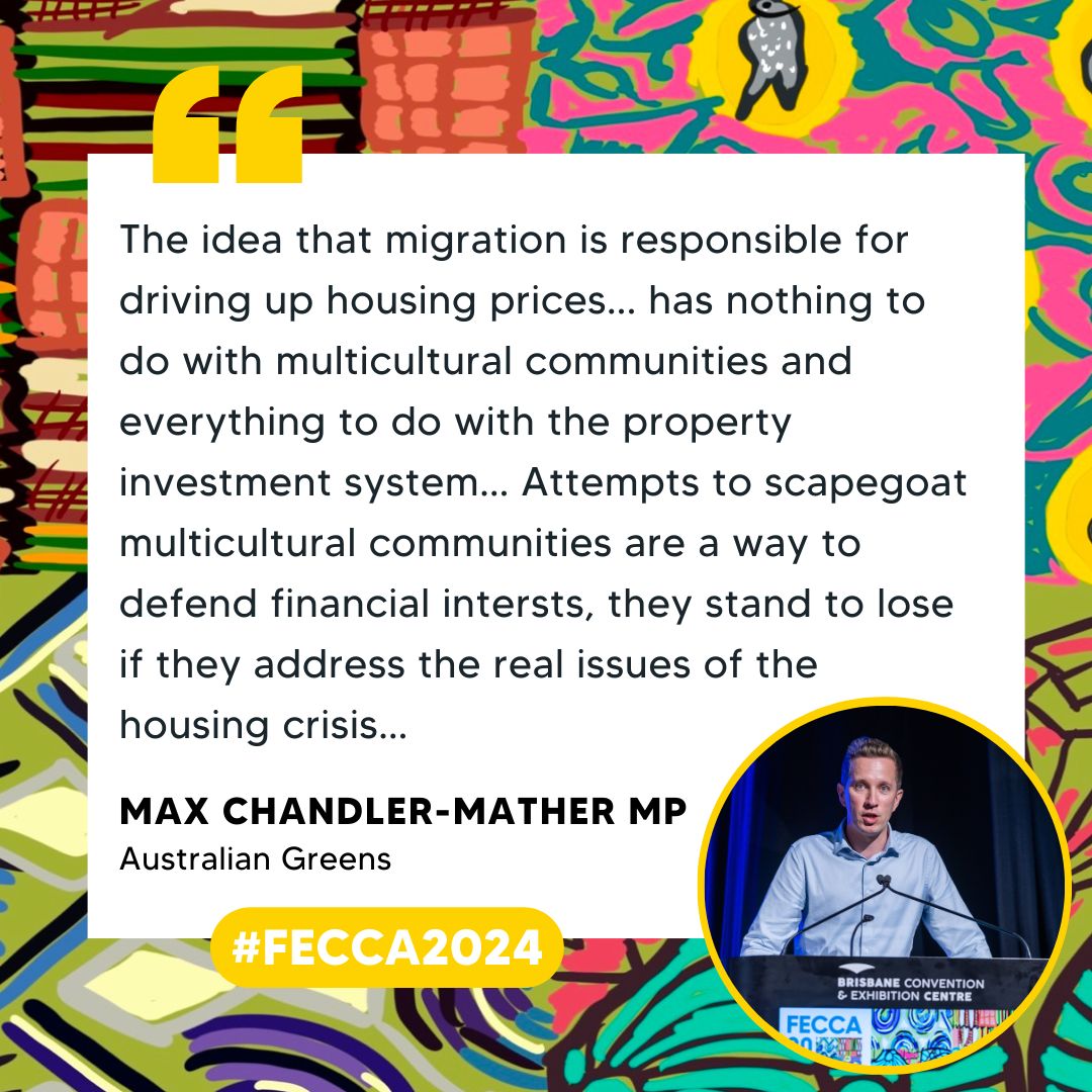 Presentation from Max Chandler-Mather MP, commenting on media reports claiming the housing crisis is a result of migration.

He also shared examples of countries, like the Netherlands, where multicultural &amp; social diversity within communities has been successfully implemented.