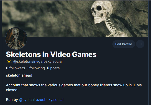 SkeletonsinVGs's tweet image. I'll be switching over to the other social media site. Still might post skeletons in this account for a bit longer.