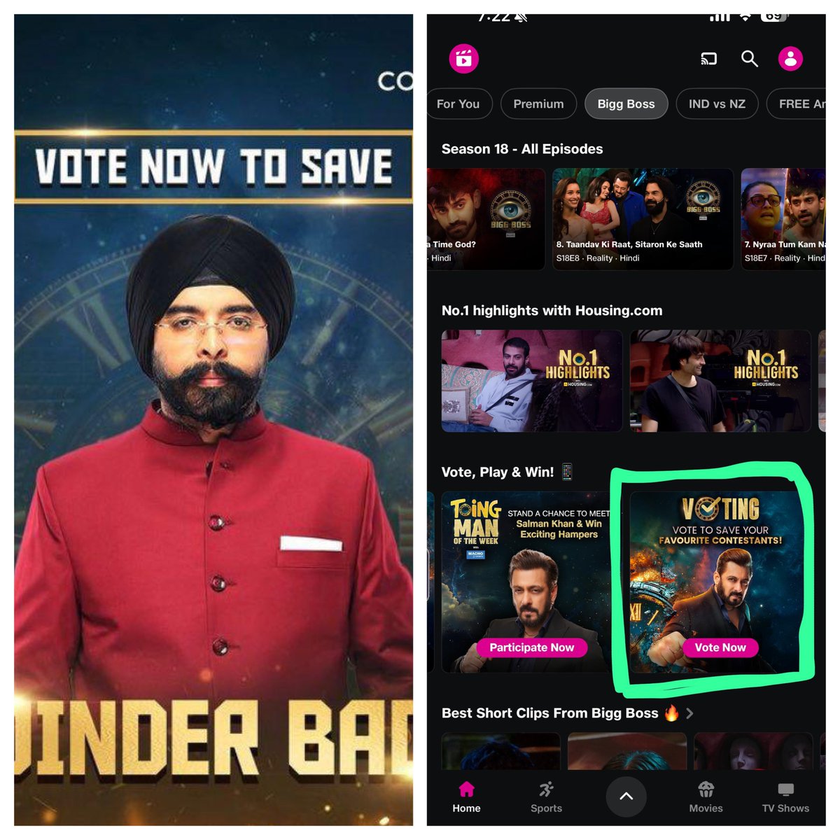 Vote for Bagga in Bigg Boss and save him. Steps are : 

1. Go to Jio Cinema App on your mobile device

2. Click on 'Bigg Boss'

3. Go to 'Vote, Play &amp; Win! Section!'

4. Click on Tajinder Bagga icon.