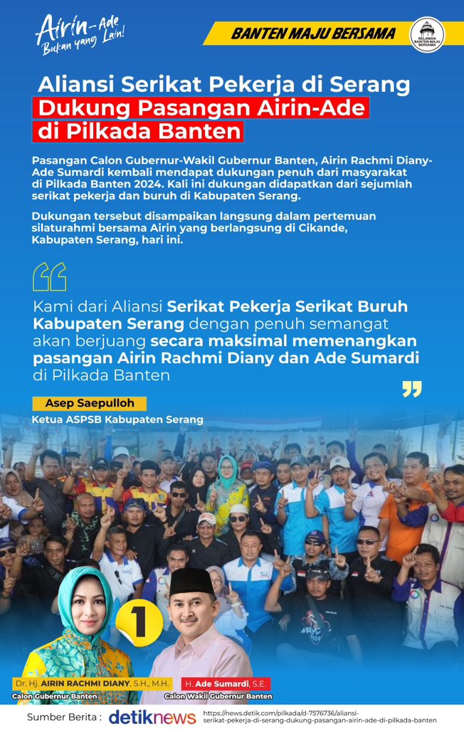 AirinPedia's tweet photo. #airinbukanyanglain #airinrachmidiany #airin #cagub #banten #gubernur  #gubernurbanten #pilkadabanten #airinade #bantenmajubersama https://t.co/6or7QEgHs4