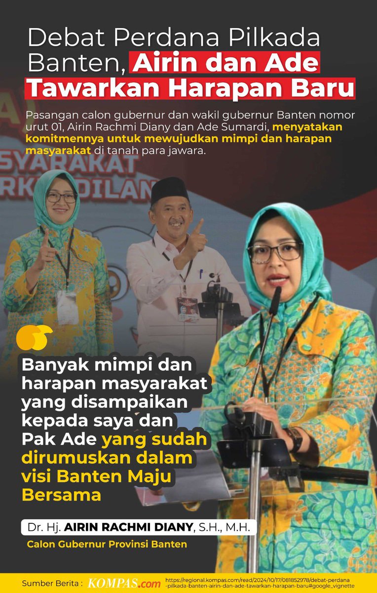 AirinPedia's tweet photo. #airinbukanyanglain #airinrachmidiany #airin #cagub #banten #gubernur  #gubernurbanten #pilkadabanten #airinade #bantenmajubersama https://t.co/CNYOJjtW3x