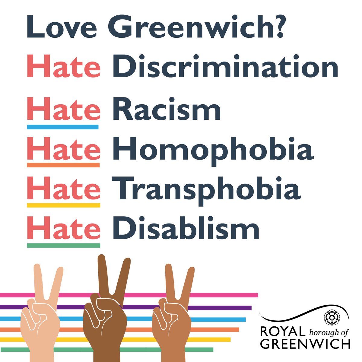 There's no place for racism, discrimination or hate of any kind in our borough.

If you have experienced or witnessed a hate crime - please report it.

📱You can do this by calling the police on 999 in an emergency or 101 in a non-emergency.

royalgreenwich.gov.uk/hate-crime

#NHCAW