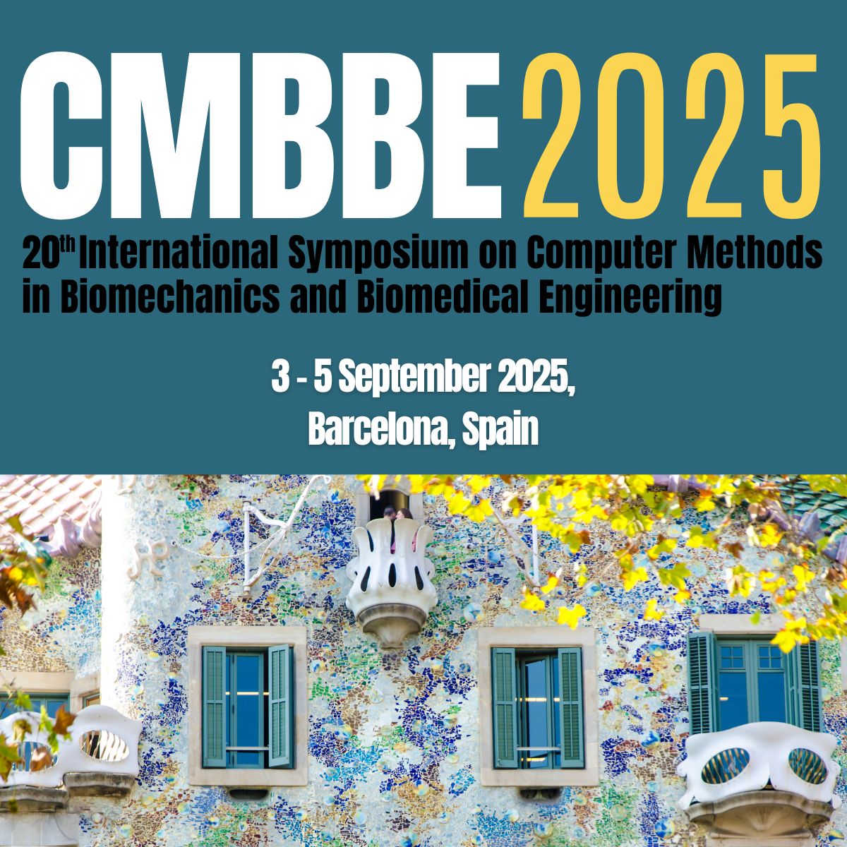 CMBBE Symposium (@cmbbesymposium) on Twitter photo 📢 Save the date! The 20th CMBBE Symposium on Computer Methods in Biomechanics and Biomedical Engineering is coming to Barcelona, Spain!
📆 Dates: 3-5 September 2025
👥 Chair: <a href="/JeromeNoailly/">Jerome Noailly</a>
🌐 Website: cmbbe-symposium.com/2025
#CMBBE2025 #Biomechanics #BiomedicalEngineering 📢 Save the date! The 20th CMBBE Symposium on Computer Methods in Biomechanics and Biomedical Engineering is coming to Barcelona, Spain!
📆 Dates: 3-5 September 2025
👥 Chair: <a href="/JeromeNoailly/">Jerome Noailly</a>
🌐 Website: cmbbe-symposium.com/2025
#CMBBE2025 #Biomechanics #BiomedicalEngineering