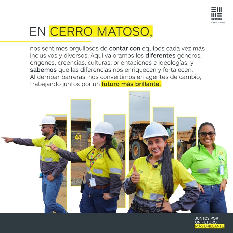 En Cerro Matoso somos inclusivos y diversos, porque sabemos que las diferencias nos hacen mejores cada día.
 #Juntos por un futuro más brillante.