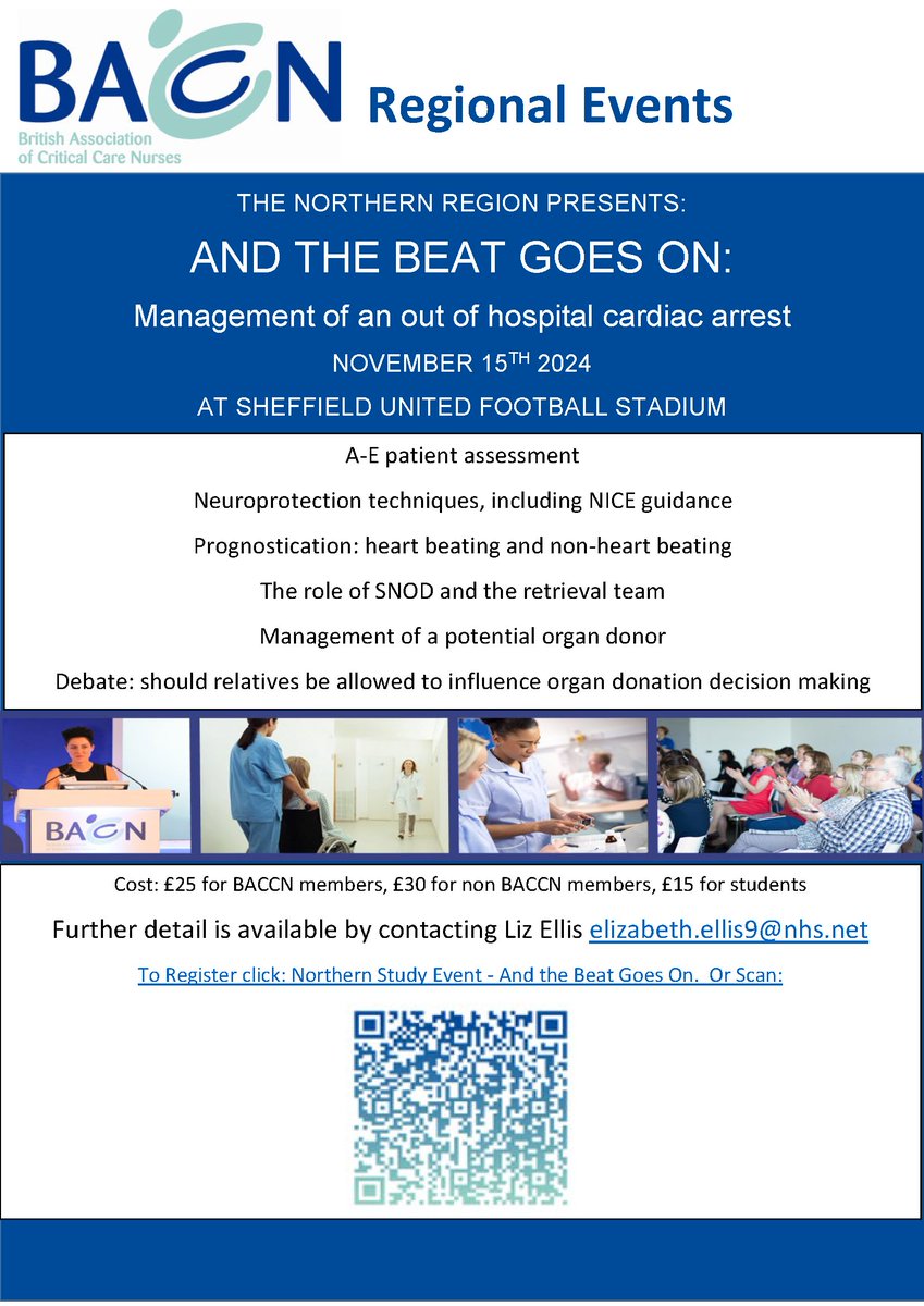 BACCN 💙 (@baccnuk) on Twitter photo Northern Region invite you to their Study Event - And the Beat Goes On, Friday 15th Nov 2024, Sheffield United Football Stadium,  0900-1600, Members £25, Non-members £30, Students £15
Lunch and refreshments are provided.
For bookings please click baccn.org/meeting-bookin… Northern Region invite you to their Study Event - And the Beat Goes On, Friday 15th Nov 2024, Sheffield United Football Stadium,  0900-1600, Members £25, Non-members £30, Students £15
Lunch and refreshments are provided.
For bookings please click baccn.org/meeting-bookin…