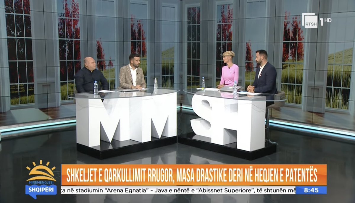 dpshtrr's tweet photo. I ftuar në emisionin "Mirëmëngjesi Shqipëri" Përgjegjësi i Sektorit të Testimeve, pranë Drejtorisë së Drejtuesëve të Mjetit në DPSHTRR për të diskutuar mbi sfidat e qarkullimit rrugor, shkeljeve dhe masave shtrënguese që ndërmerren për të edukuar dhe sensibilizuar drejtuesit e mjetit. 

📺 Për më shumë ju ftojmë të ndiqni intervistën e plotë: https://t.co/PRx1QpHDDB

#DPSHTRR #AutomotorizimiShqiptar #Emisionteleviziv #Masashtrënguese