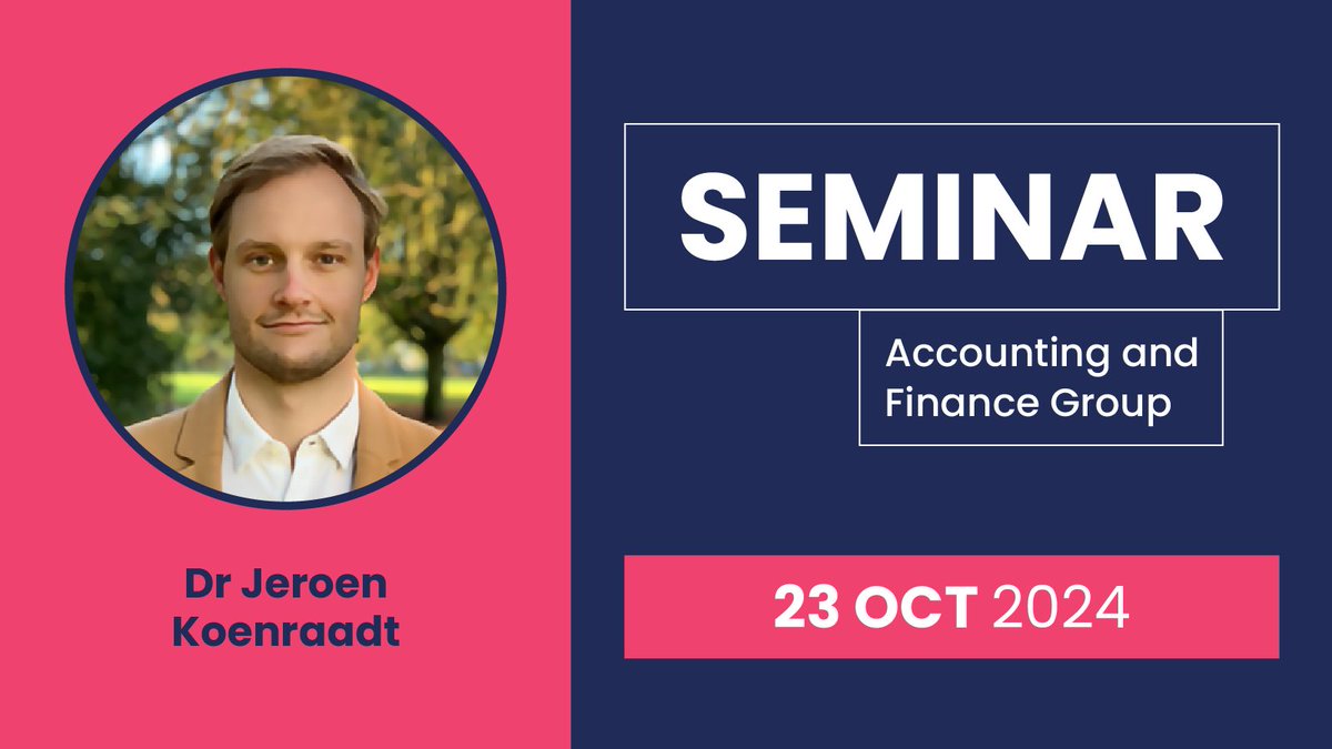 Dr <a href="/JKoenraadt/">Jeroen Koenraadt</a>' from <a href="/LSEnews/">LSE</a> will visit <a href="/UoLManSchool/">UoL Management School</a> on 23 October to present his paper: 'Public Employee Complaints, Whistleblowing, and Regulatory Activity: Evidence from Workplace Safety Inspections'

Find out more ⬇️
shorturl.at/LZ5ta

#Accounting #Finance