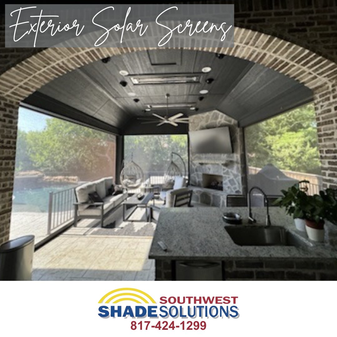 SWShadeSolution's tweet image. Check out this beautiful, cool, shaded space that is brought to you by exterior solar screens! We can help make this space possible for you, too.

southwestshadesolutions.com