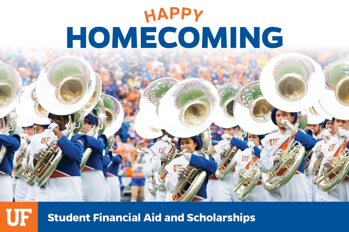In celebration of UF Homecoming 2024, the Office of Student Financial Aid and Scholarships will be closed on Friday, October 18. Happy homecoming, Gators!