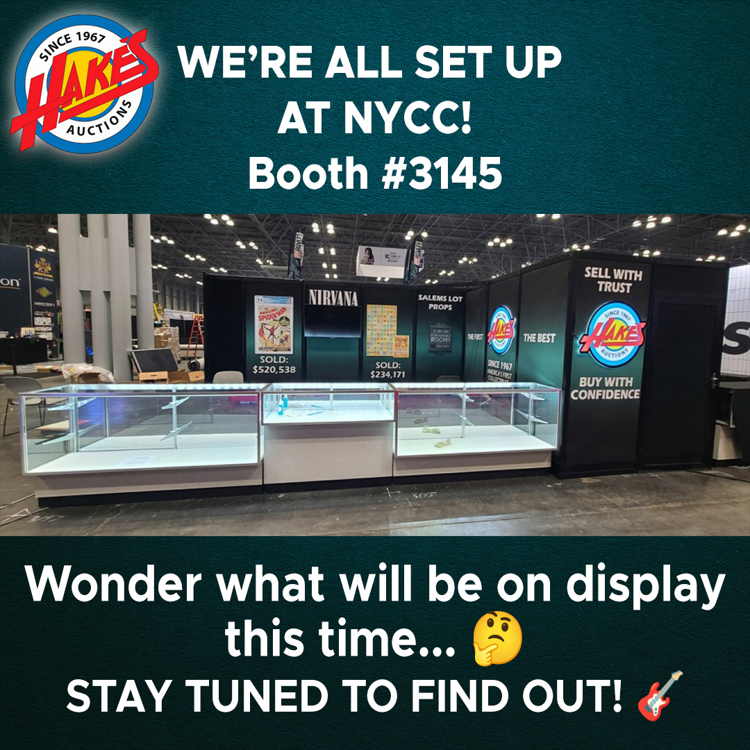 HakesAuctions's tweet photo. HELLO, NEW YORK! Stop by Booth #3145 for an unforgettable sneak peek at what we have up for bid October 29 over at Hake's! 
Hake's, established 1967. The First. The Best!
#nycc2024 #comics #newyorkcomiccon https://t.co/PLjtgWIL9M