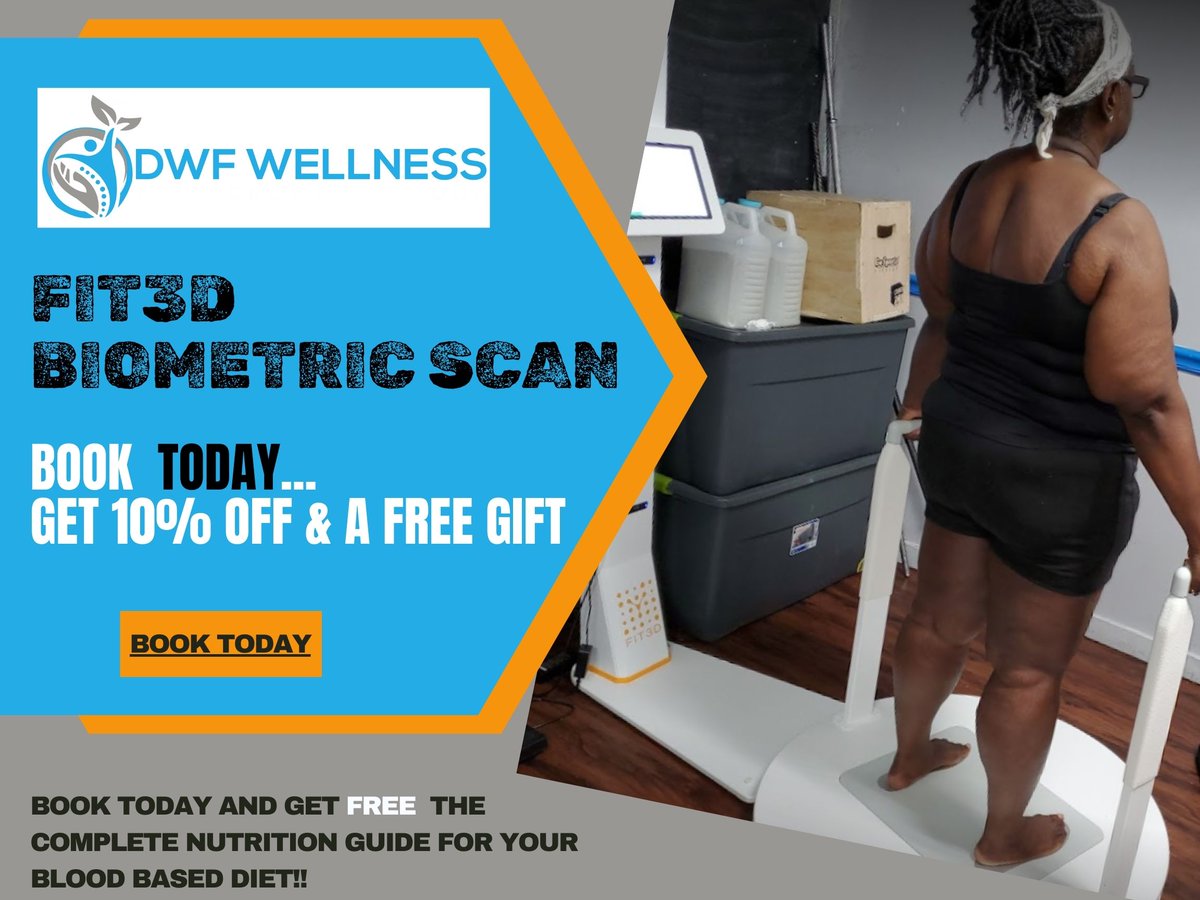 dwfwellness's tweet photo. Break through fitness plateaus with a Fit3D scan that offers deep body insights. Know where to focus and receive The COMPLETE NUTRITION GUIDE FOR YOUR BLOOD BASED DIET for FREE! https://t.co/pud6w59UvC https://t.co/29ePI0mZho