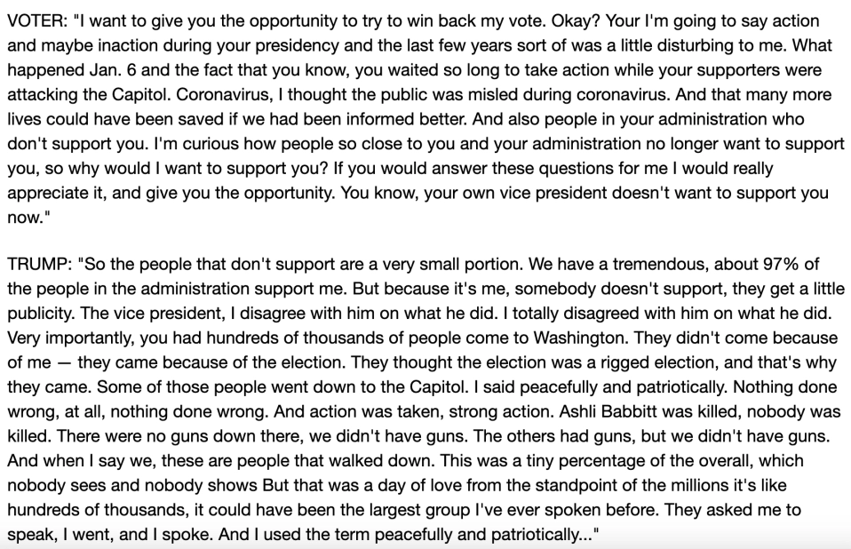 AlanMCole's tweet photo. This kind of answer is why I voted Harris the other day.

I like Gorsuch's jurisprudence and Brendan Carr's work at the FCC and enacting the SALT cap and so on, but personally, I can't get through this paragraph, which is core Trump, and care about those other things more. https://t.co/iKuybHetzX