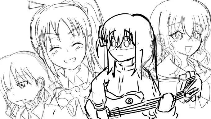 はじめてのクリスタで結束バンドメンバー試し落描き

はじめて結束バンドを何も見ず描いた 