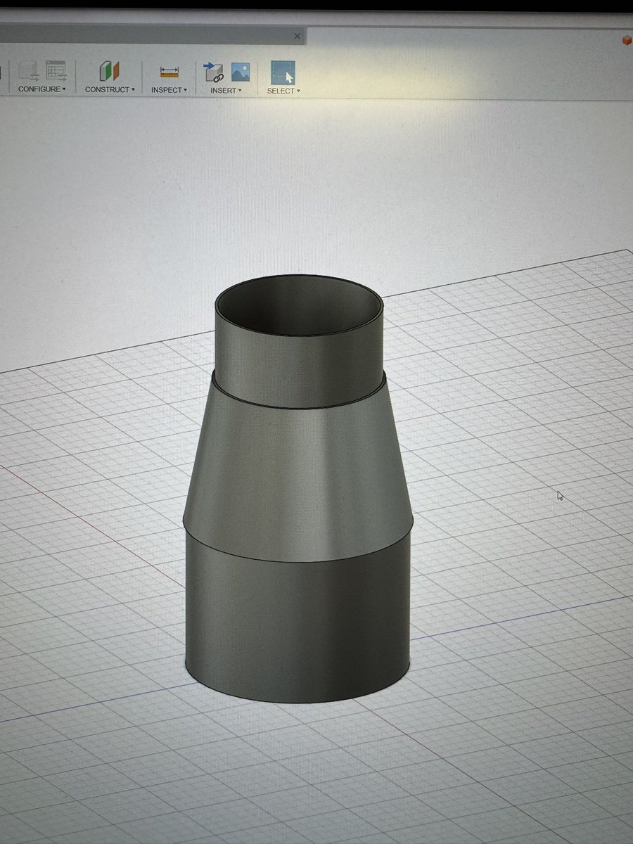 wc_rocketry's tweet photo. Nose cones have finished printing. Day 2 of Fusion 360 work designing the transition segments. #rocketcontest #arc25 https://t.co/vIOvPGoZPs