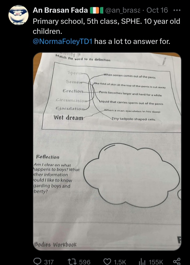 Care2much18's tweet photo. This is very basic primary school biology re: puberty.

It's taught to 10/11-year-old's in dozens of countries globally, not that it stops this far-right gobshite from complaining.   

Insufferable. https://t.co/zrxAs5NVzv