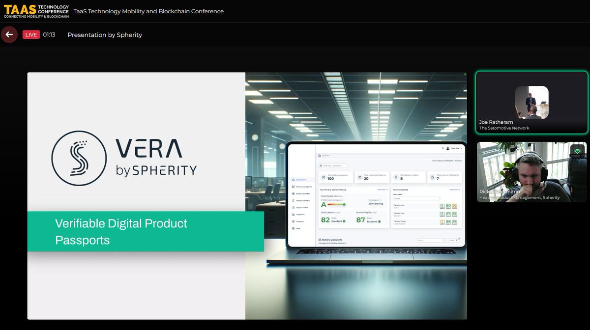 Thank you to Ricky Thierman, Head of Product Management at Spherity, for their talk this afternoon on 'Verifiable Digital Product Passports'!

Missed it? Register now and receive on-demand content!

taas.technology/register

#TaaSOnline