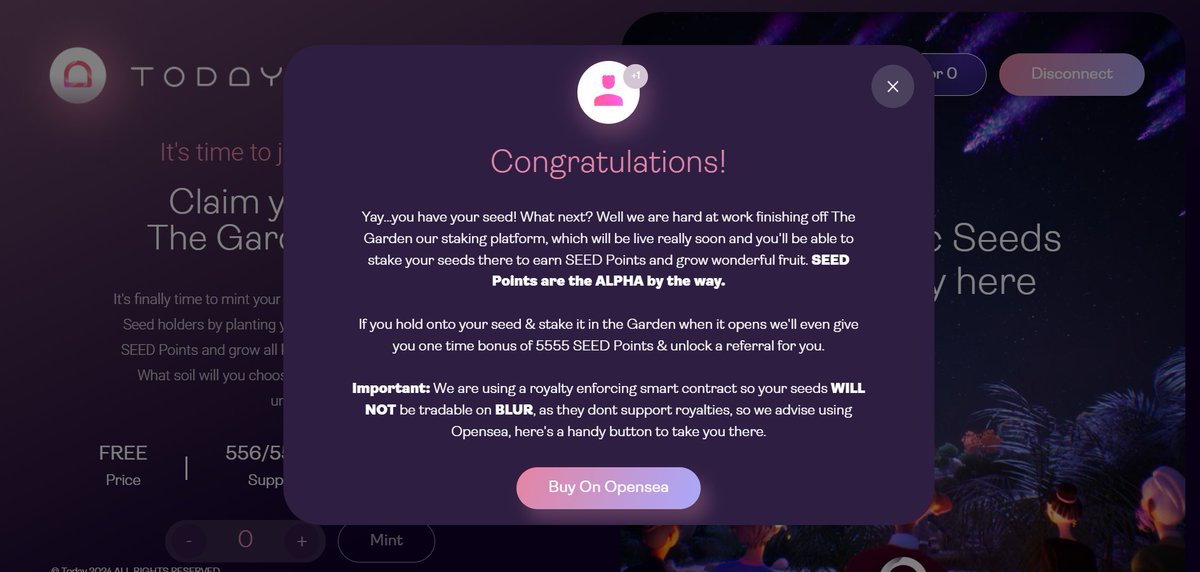 Minted My Mythic Seed <a href="/todaythegame/">TODAY - WE HAVE REBRANDED</a>! Thanks <a href="/AlphaEmpire__/">Alpha Empire</a> ❤️