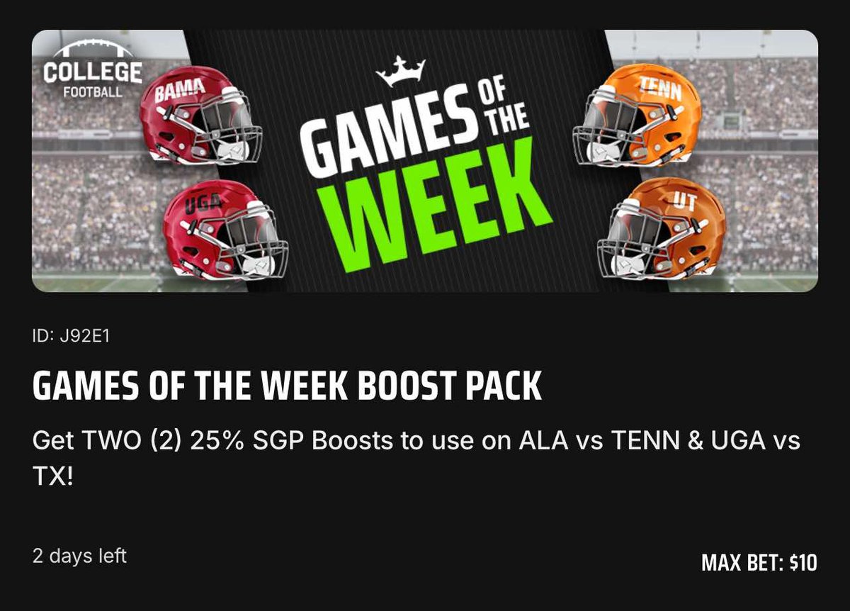 GhostEVplays's tweet photo. 🏈 DraftKings Alabama vs Tennessee SGP Boost

🏈 +875 (FV +513.65)
+EV: 58.93%
Playing: 0.6 Units

#draftkigns #alabma #tennessee #sports https://t.co/15fEgOwL2c