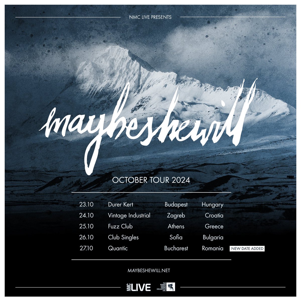 Next week: Hungary, Croatia, Greece, Bulgaria, Romania - were coming back for the first time in a long time.

Tickets still available via maybeshewill.net/shows