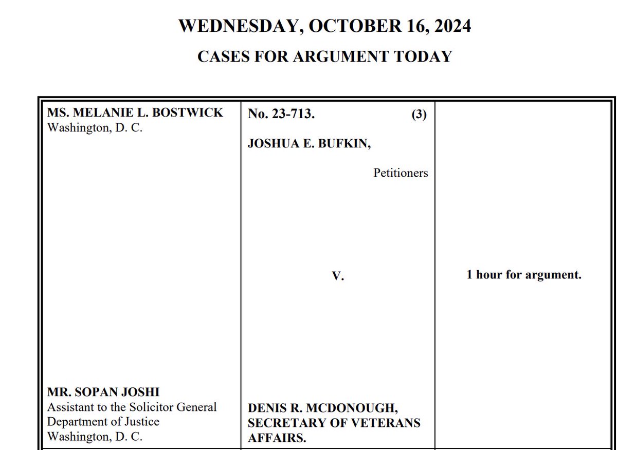 Melanie Bostwick, admitted in OT2022 for her unsuccessful first argument in George v. McDonough, has been stricken from the rolls, having argued Bufkin v. McDonough yesterday (very capably, according to our sources).