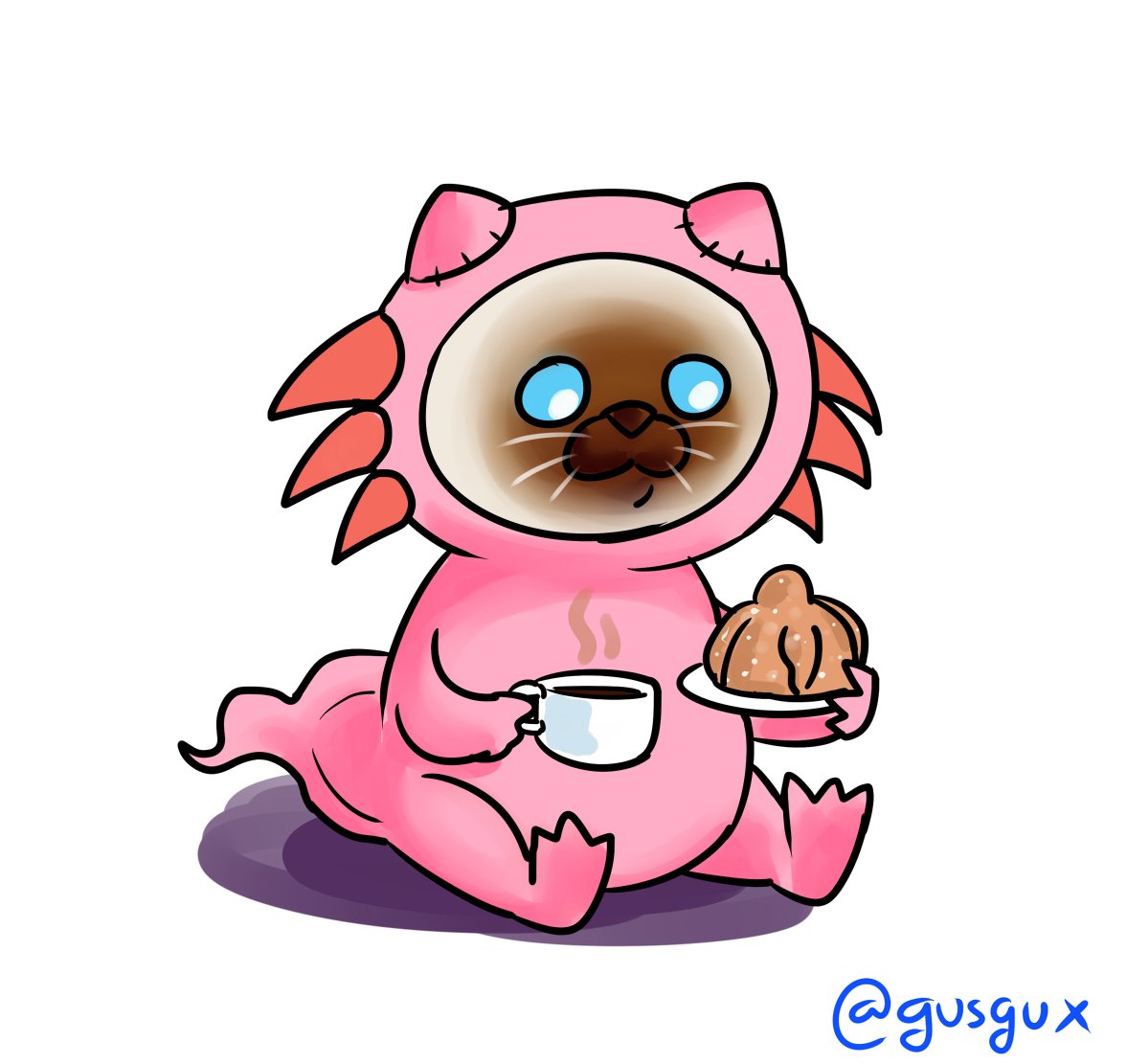 Gusgux's tweet photo. El gatitu ajolote ha visitado tu timeline. Dale RT para que no te falte tu pancito y tu cafecito para comenzar la mañana con todo. https://t.co/EvizXgKM0o