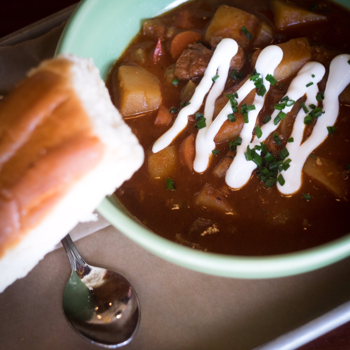 BAHNHOFWV's tweet photo. IT’S GOULASH SEASON; Pop in for a fast fresh lunch at a great price. 

LUNCH SPECIALS - 11-4 Monday - Friday 

Cup Goulash or Soup du jour 1/2 salad - $10

1/2 Schnitzel plate - $10 

Pork Schnitzel sandwich - $10

Build your own Wurst plate - $15 https://t.co/q92AQbYPSk
