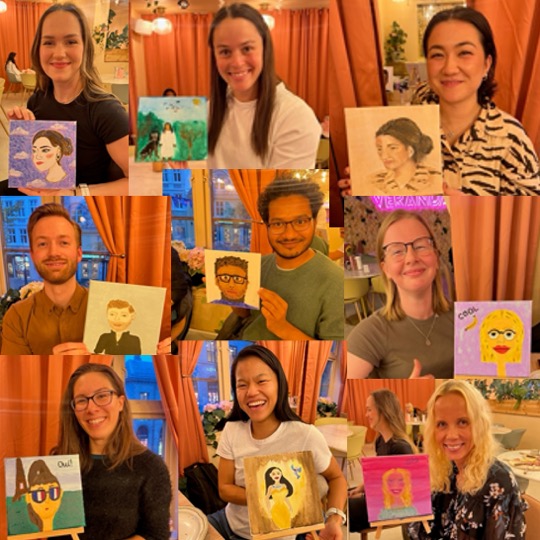 Paint'n Sip with team <a href="/ExcarNtnu/">ExCar</a> Some artistic talent in the group. NB! Not self portraits.