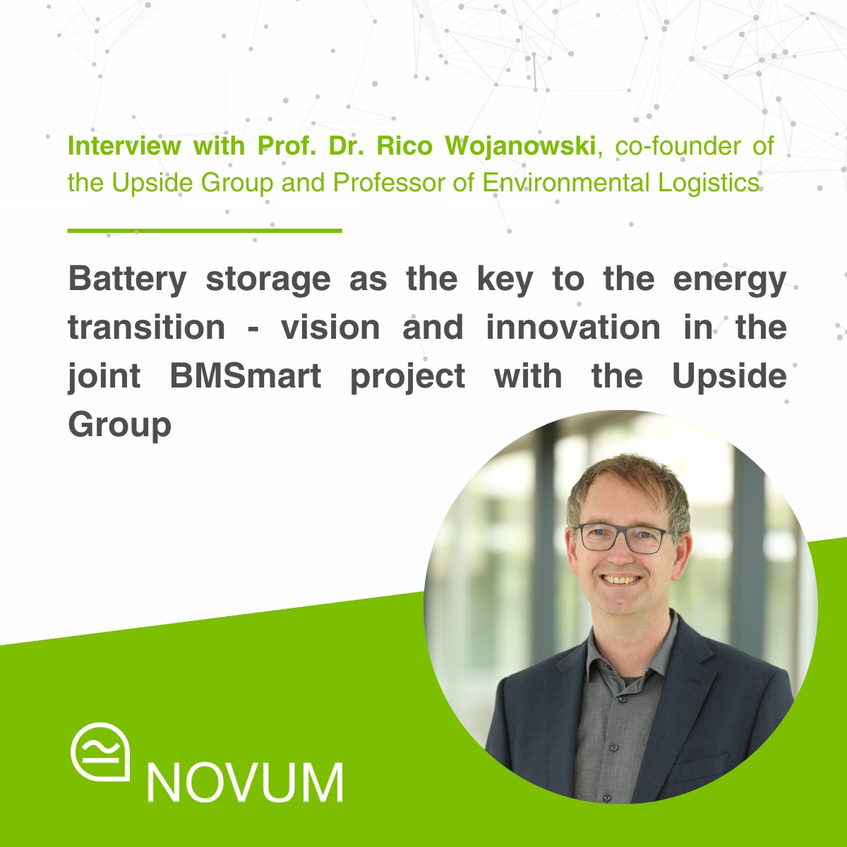 NovumDresden's tweet photo. 🚀 Battery storage: the key to the #EnergyTransition! 

In our latest article, Prof. Dr. Rico Wojanowski from Upside Group shares insights on the #BMSmart project and the future of smart #EnergyStorage . 🌍🔋

Read more https://t.co/loTk9u5qNP

 #BatteryStorage #Sustainability https://t.co/uSp1tyNoJn