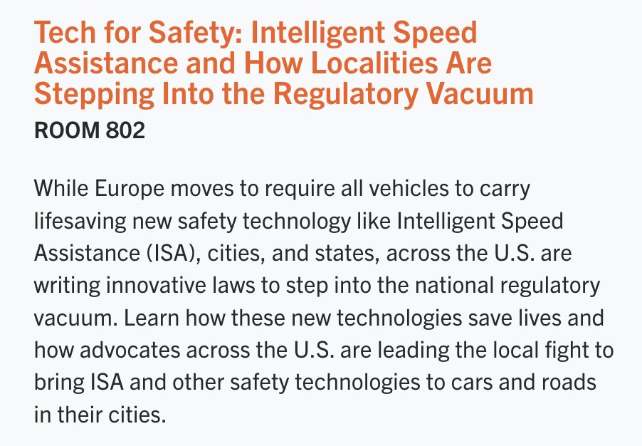 StreetsblogUSA's tweet photo. Ready to learn about intelligent speed assistance and using technology to reduce road violence across the U.S. #VisionZeroCities https://t.co/CZWDZcGI0L