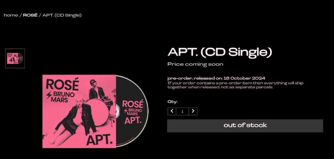 SOLD OUT??? ARE YOU CRAZYY??

APT BY ROSÉ X BRUNO MARS 
#ROSÉXBRUNOMARS #ROSÉ