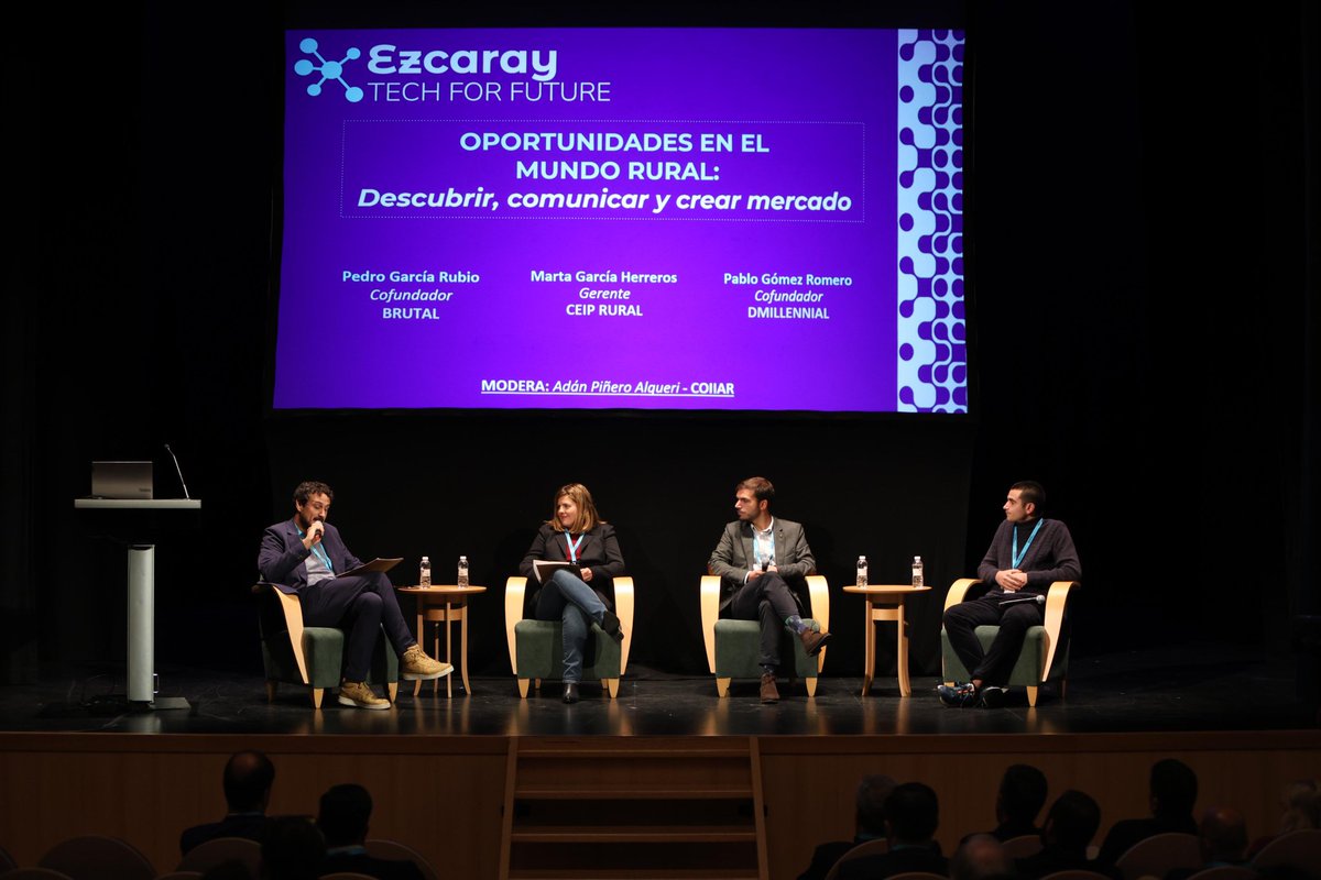 Inigo Zubizarreta (@izubnaf) on Twitter photo #EzcarayTechForFuture
Primera MESA REDONDA de la mañana sobre Oportunidades en el Mundo Rural: "Descubrir, comunicar y crear mercado" de la mano de Marta García de <a href="/ceiplarioja/">CEIP Rural</a>, Pablo Gómez de <a href="/dmillennialcom/">dMillennial</a> y Pedro García de @soyb_rutal, moderada por <a href="/AdanPinnero/">Adan Piñero</a>. #EzcarayTechForFuture
Primera MESA REDONDA de la mañana sobre Oportunidades en el Mundo Rural: "Descubrir, comunicar y crear mercado" de la mano de Marta García de <a href="/ceiplarioja/">CEIP Rural</a>, Pablo Gómez de <a href="/dmillennialcom/">dMillennial</a> y Pedro García de @soyb_rutal, moderada por <a href="/AdanPinnero/">Adan Piñero</a>.